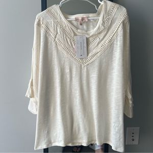 NWT Philosophy white Tunic, top, 3x, super soft comfortable, lace embellished
